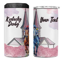 Kentucky Horse Racing Personalized 4 in 1 Can Cooler Tumbler Churchill Downs Roses Pastel Pink