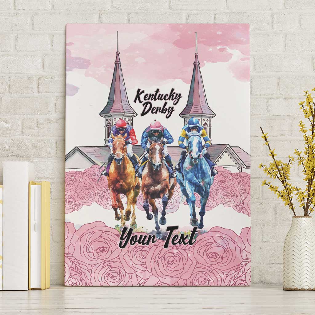 Kentucky Horse Racing Personalized Canvas Wall Art Churchill Downs Roses Pastel Pink