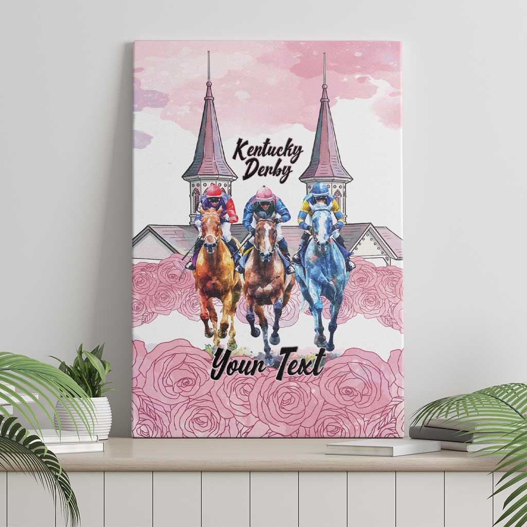 Kentucky Horse Racing Personalized Canvas Wall Art Churchill Downs Roses Pastel Pink