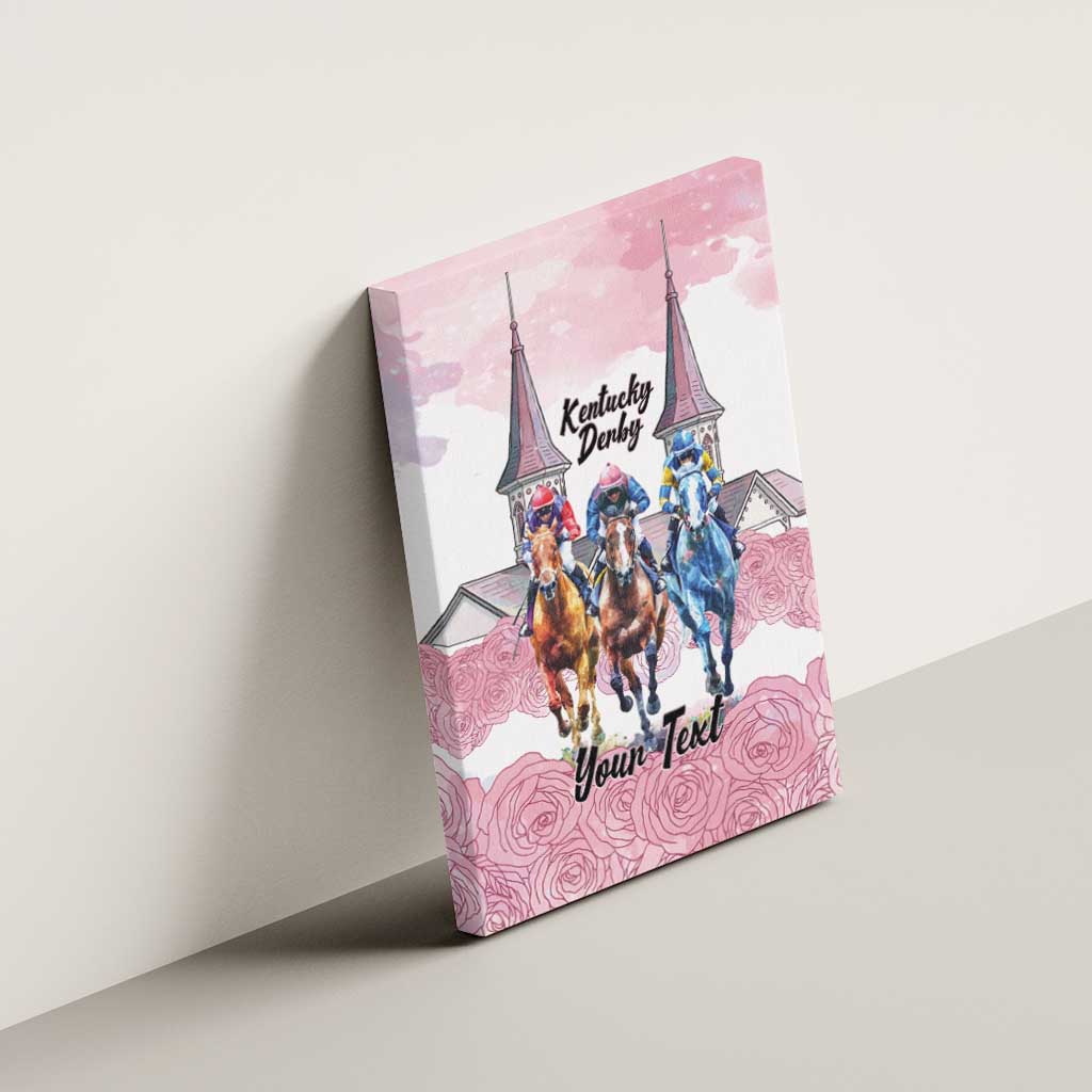 Kentucky Horse Racing Personalized Canvas Wall Art Churchill Downs Roses Pastel Pink