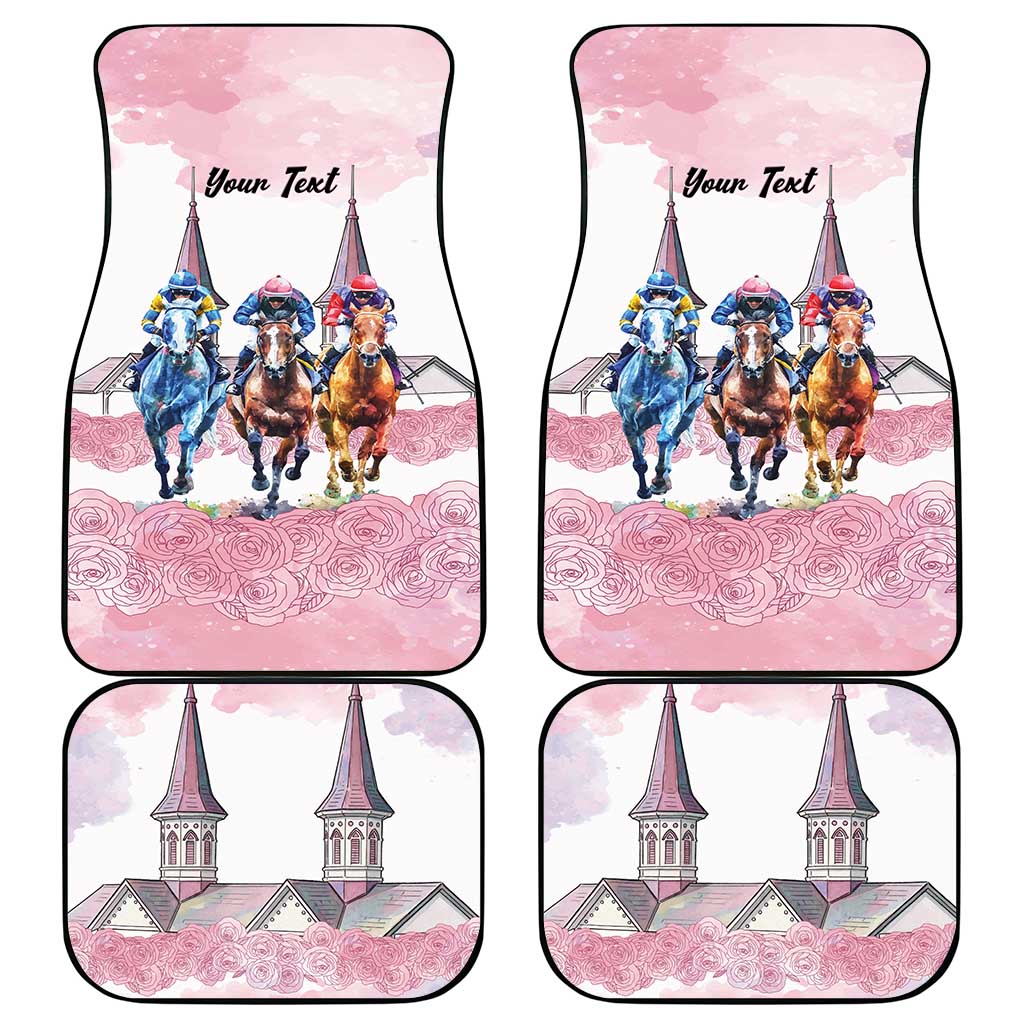 Kentucky Horse Racing Personalized Car Mats Churchill Downs Roses Pastel Pink