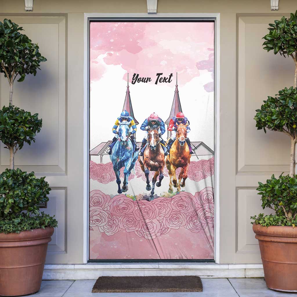 Kentucky Horse Racing Personalized Door Cover Churchill Downs Roses Pastel Pink