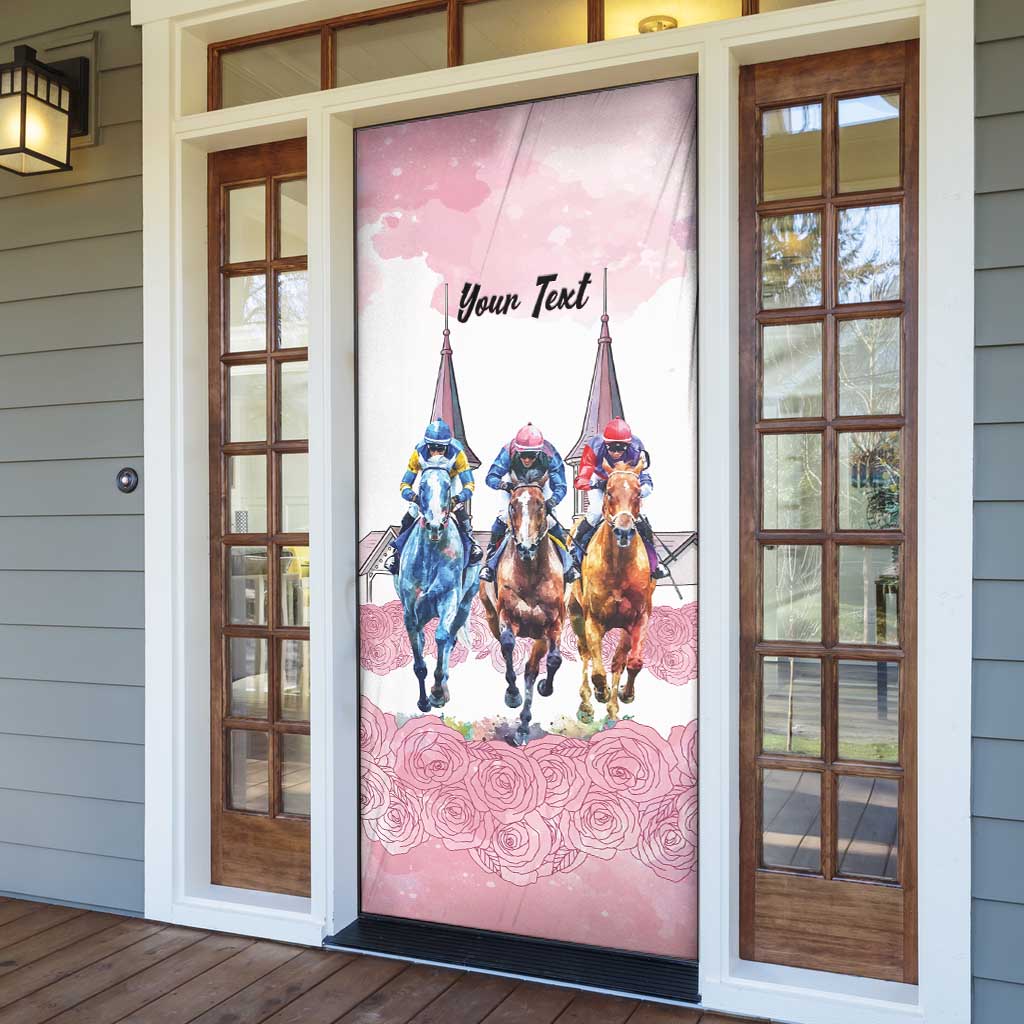 Kentucky Horse Racing Personalized Door Cover Churchill Downs Roses Pastel Pink