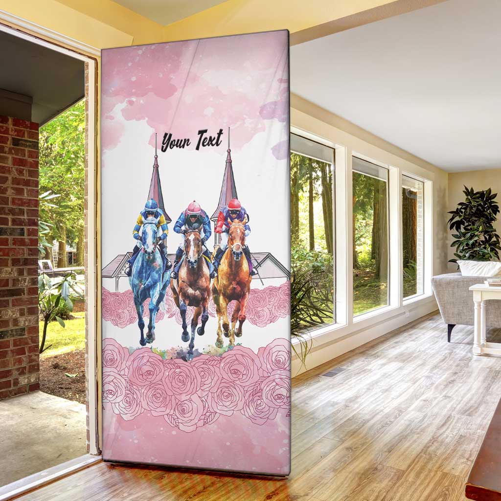 Kentucky Horse Racing Personalized Door Cover Churchill Downs Roses Pastel Pink