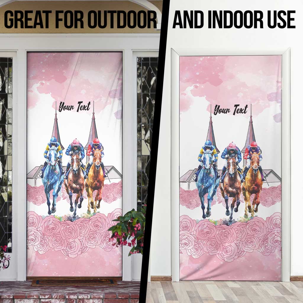 Kentucky Horse Racing Personalized Door Cover Churchill Downs Roses Pastel Pink