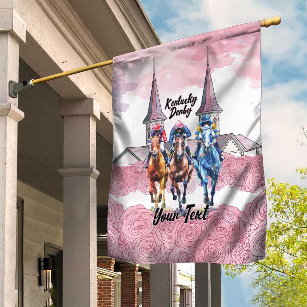 Kentucky Horse Racing Personalized Garden Flag Churchill Downs Roses Pastel Pink