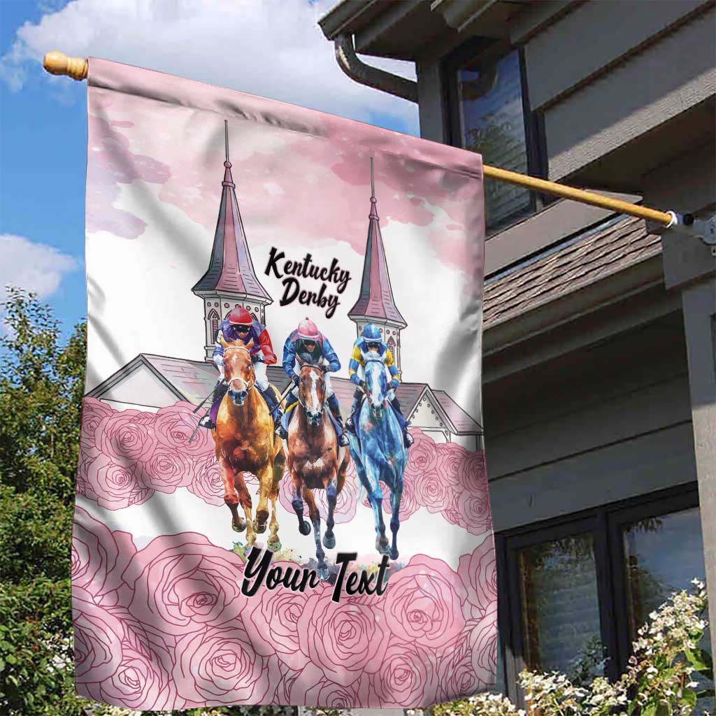 Kentucky Horse Racing Personalized Garden Flag Churchill Downs Roses Pastel Pink