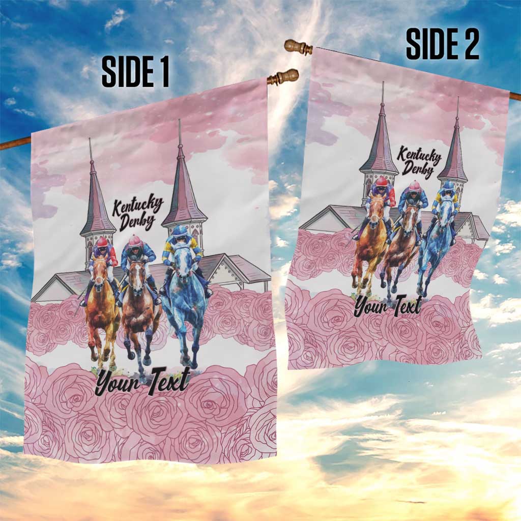 Kentucky Horse Racing Personalized Garden Flag Churchill Downs Roses Pastel Pink
