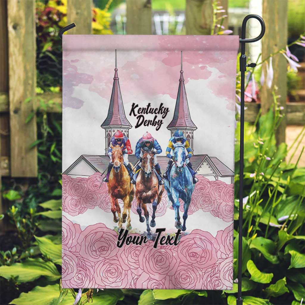 Kentucky Horse Racing Personalized Garden Flag Churchill Downs Roses Pastel Pink