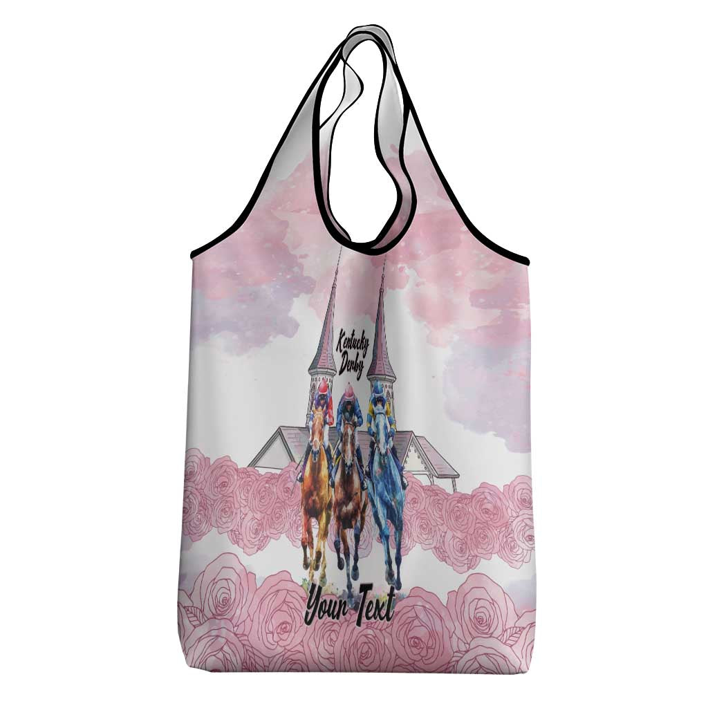 Kentucky Horse Racing Personalized Grocery Bag Churchill Downs Roses Pastel Pink