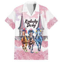 Kentucky Horse Racing Personalized Hawaiian Shirt Churchill Downs Roses Pastel Pink