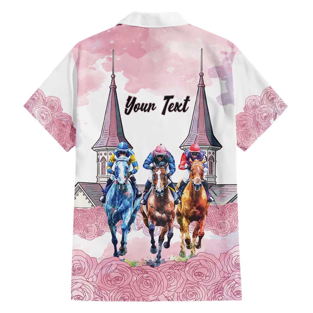 Kentucky Horse Racing Personalized Hawaiian Shirt Churchill Downs Roses Pastel Pink