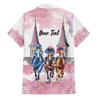 Kentucky Horse Racing Personalized Hawaiian Shirt Churchill Downs Roses Pastel Pink