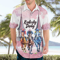 Kentucky Horse Racing Personalized Hawaiian Shirt Churchill Downs Roses Pastel Pink