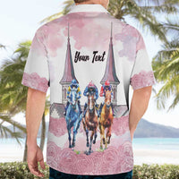 Kentucky Horse Racing Personalized Hawaiian Shirt Churchill Downs Roses Pastel Pink