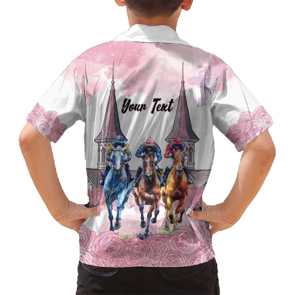 Kentucky Horse Racing Personalized Hawaiian Shirt Churchill Downs Roses Pastel Pink