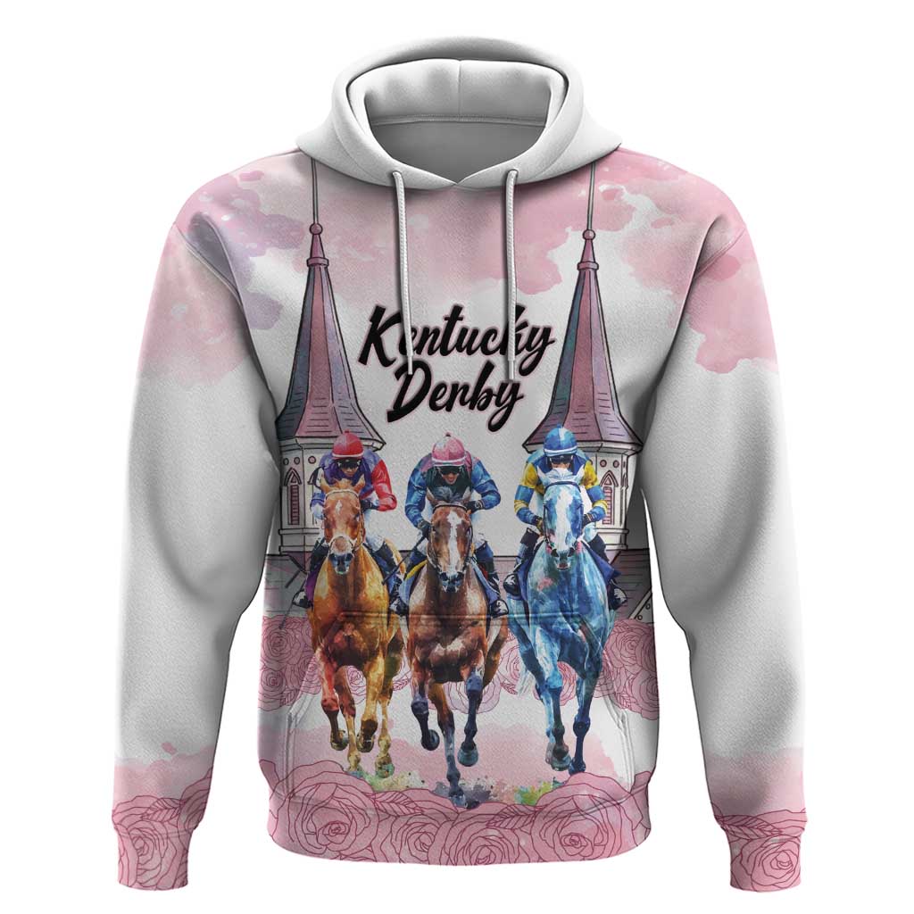 Kentucky Horse Racing Personalized Hoodie Churchill Downs Roses Pastel Pink