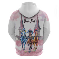 Kentucky Horse Racing Personalized Hoodie Churchill Downs Roses Pastel Pink