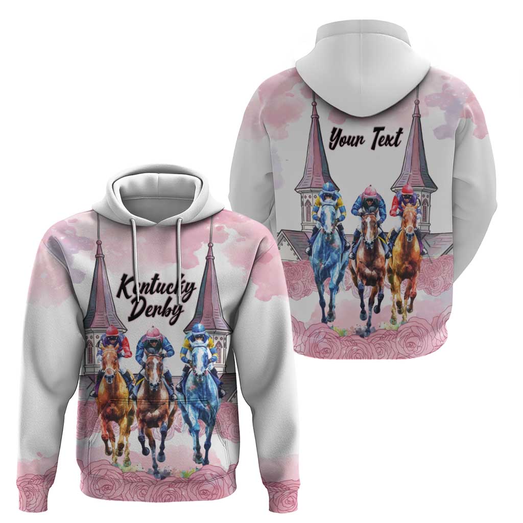 Kentucky Horse Racing Personalized Hoodie Churchill Downs Roses Pastel Pink