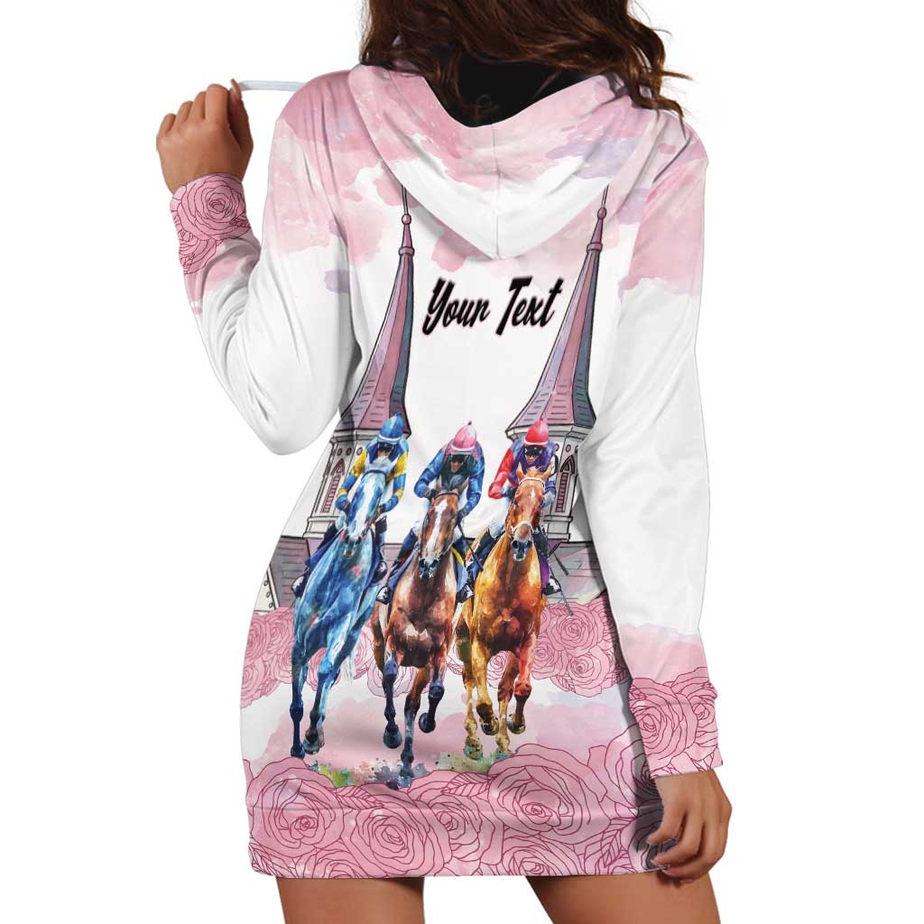 Kentucky Horse Racing Personalized Hoodie Dress Churchill Downs Roses Pastel Pink