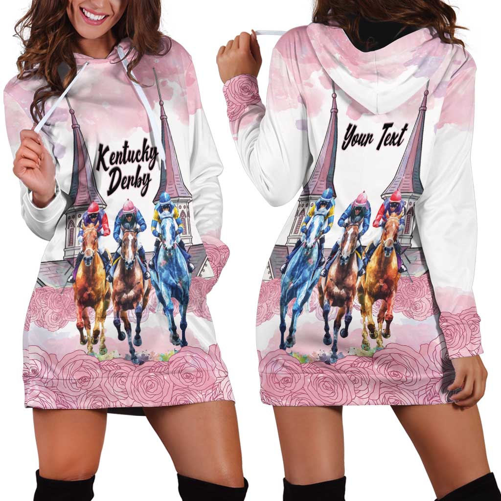 Kentucky Horse Racing Personalized Hoodie Dress Churchill Downs Roses Pastel Pink