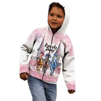 Kentucky Horse Racing Personalized Kid Hoodie Churchill Downs Roses Pastel Pink