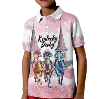 Kentucky Horse Racing Personalized Kid Polo Shirt Churchill Downs Roses Pastel Pink