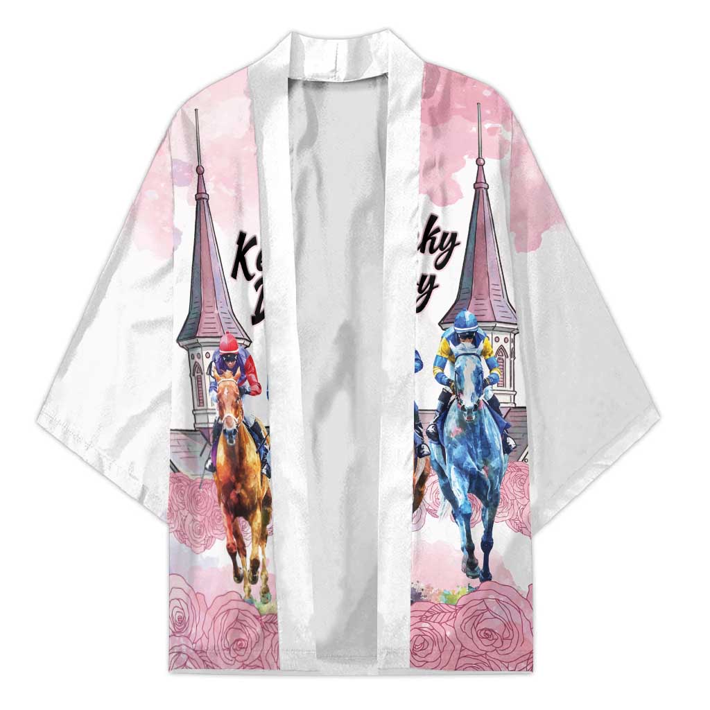 Kentucky Horse Racing Personalized Kimono Churchill Downs Roses Pastel Pink