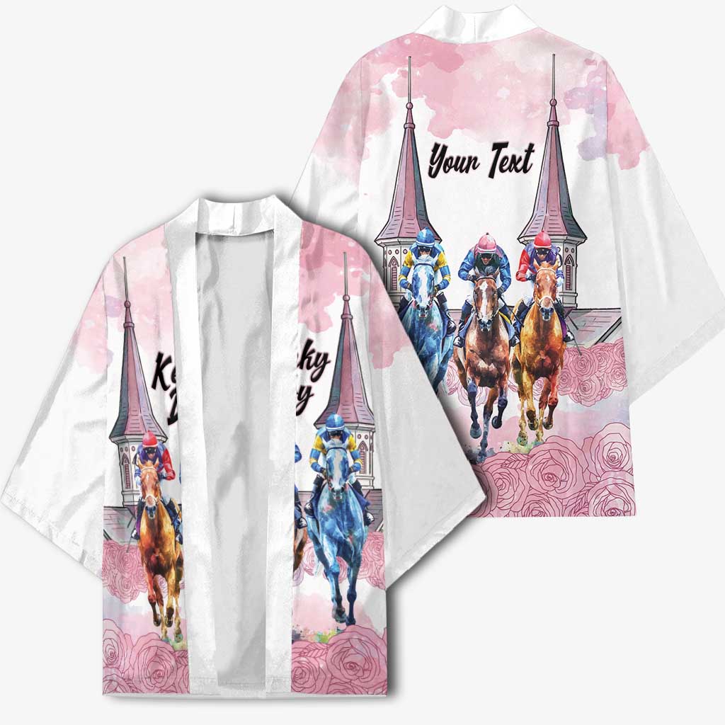 Kentucky Horse Racing Personalized Kimono Churchill Downs Roses Pastel Pink