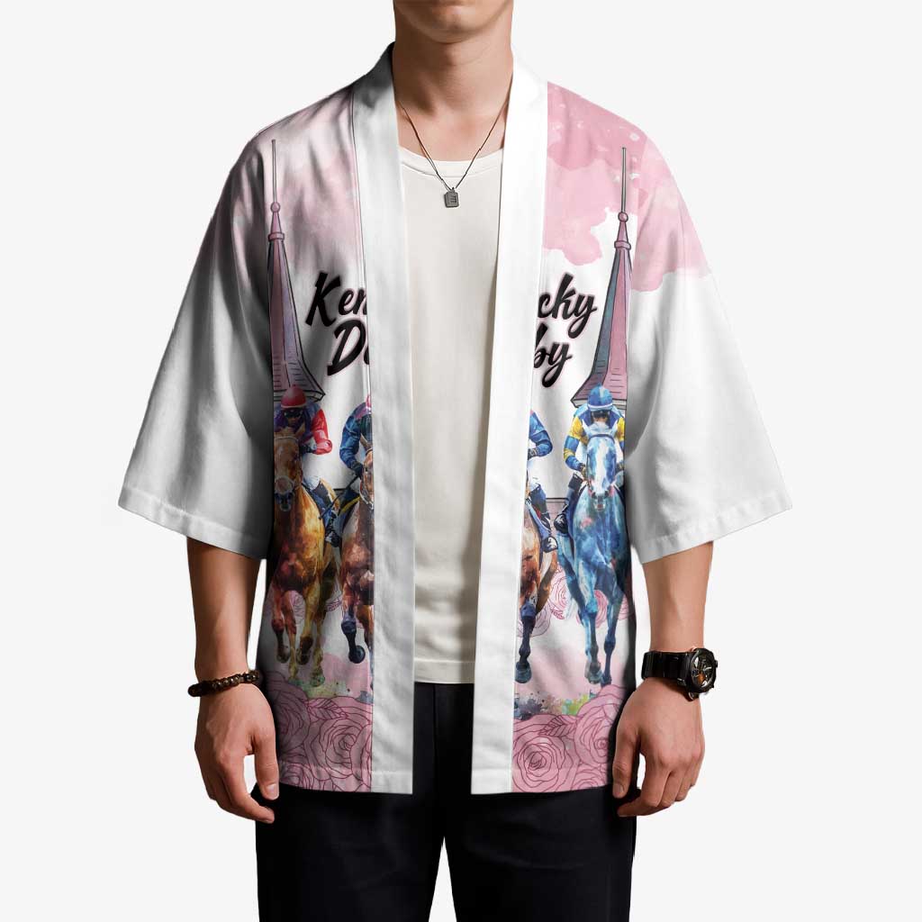 Kentucky Horse Racing Personalized Kimono Churchill Downs Roses Pastel Pink