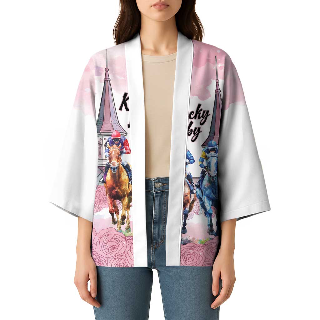 Kentucky Horse Racing Personalized Kimono Churchill Downs Roses Pastel Pink