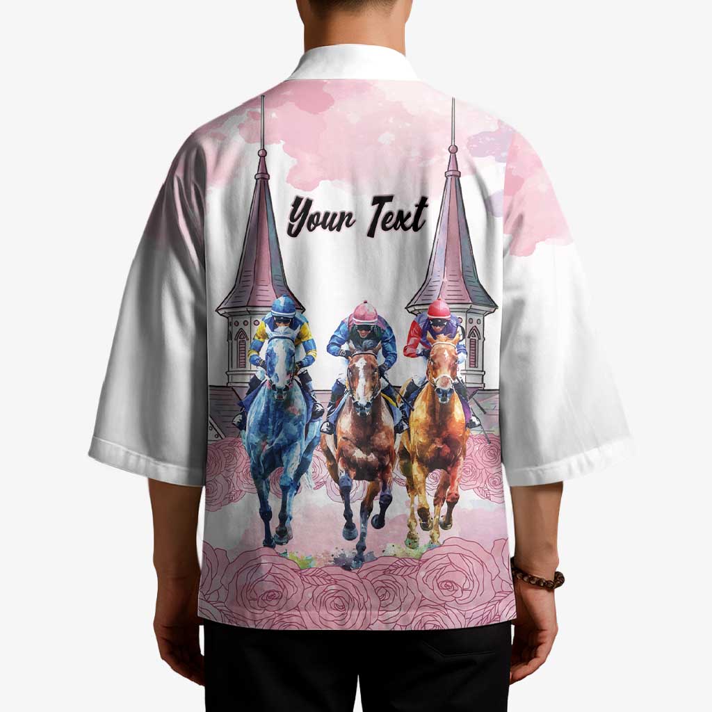 Kentucky Horse Racing Personalized Kimono Churchill Downs Roses Pastel Pink