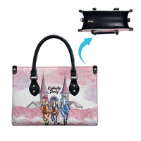 Kentucky Horse Racing Personalized Leather Bag Churchill Downs Roses Pastel Pink