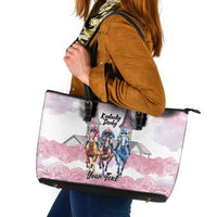 Kentucky Horse Racing Personalized Leather Tote Bag Churchill Downs Roses Pastel Pink