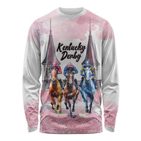 Kentucky Horse Racing Personalized Long Sleeve Shirt Churchill Downs Roses Pastel Pink