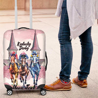 Kentucky Horse Racing Personalized Luggage Cover Churchill Downs Roses Pastel Pink