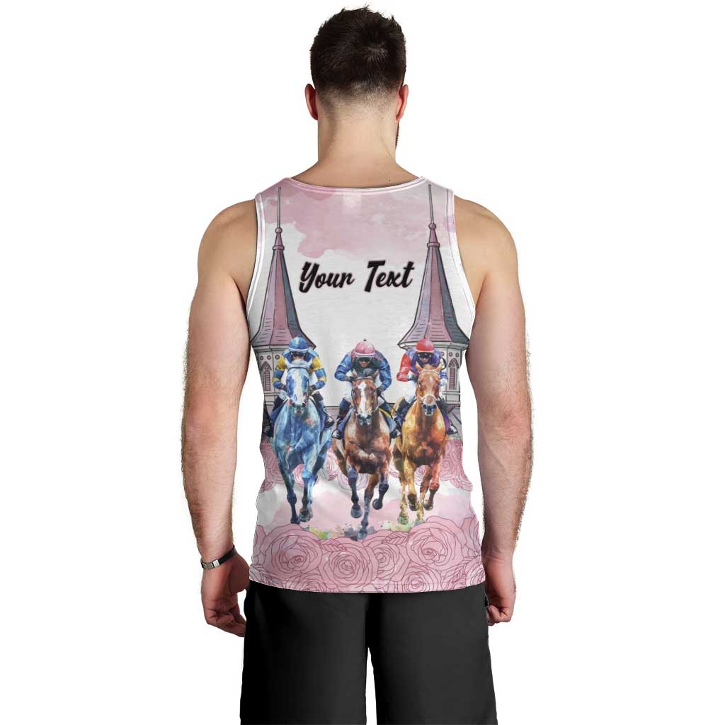 Kentucky Horse Racing Personalized Men Tank Top Churchill Downs Roses Pastel Pink
