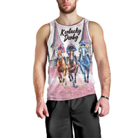 Kentucky Horse Racing Personalized Men Tank Top Churchill Downs Roses Pastel Pink