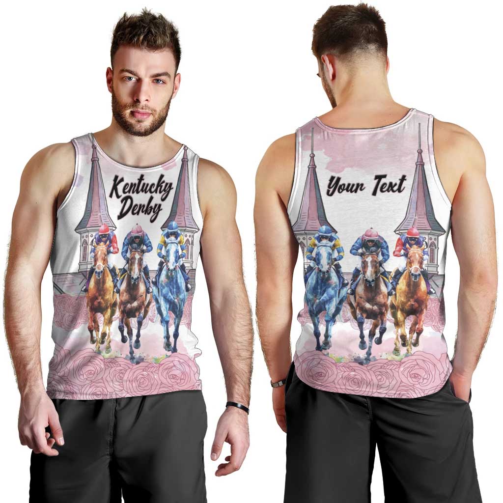 Kentucky Horse Racing Personalized Men Tank Top Churchill Downs Roses Pastel Pink