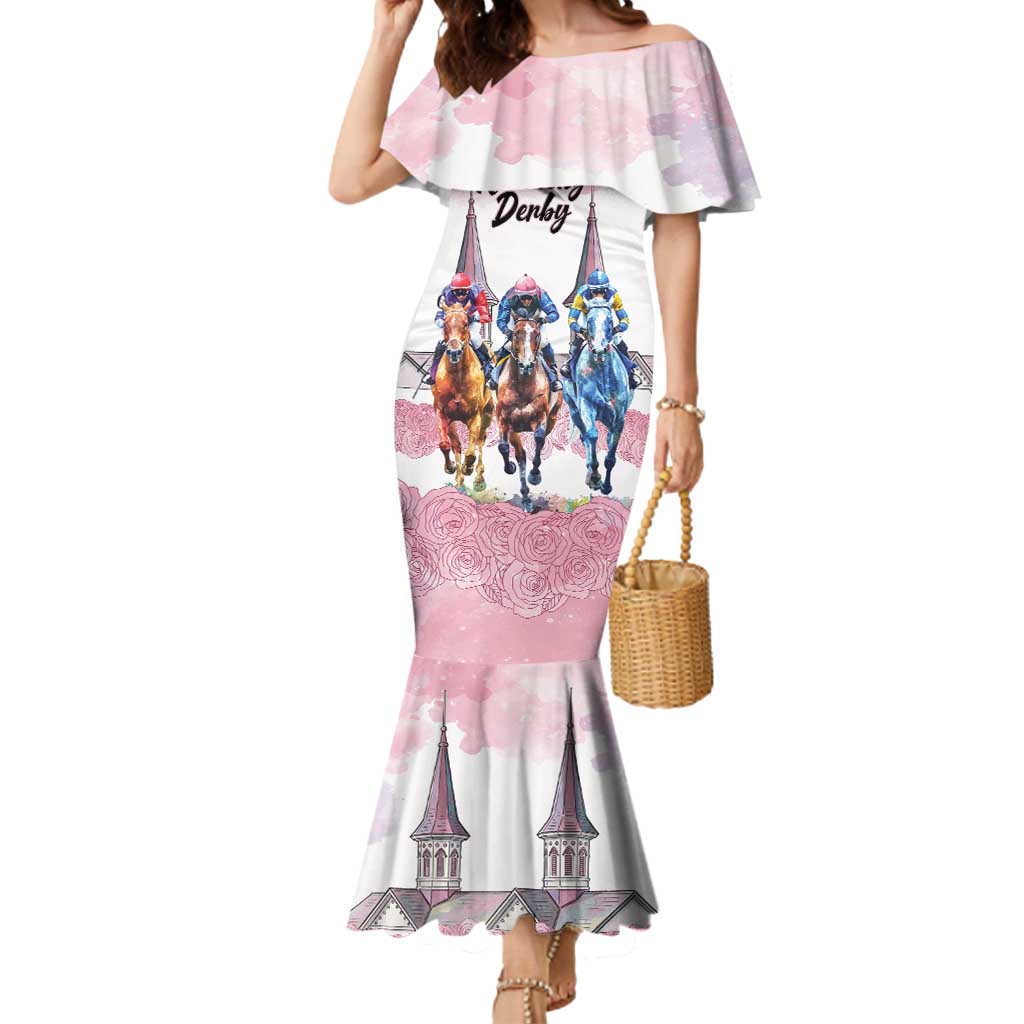 Kentucky Horse Racing Personalized Mermaid Dress Churchill Downs Roses Pastel Pink