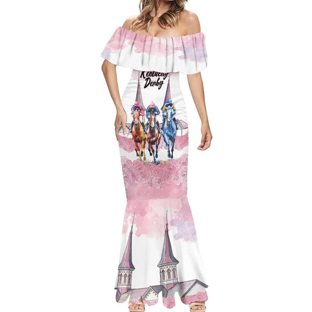 Kentucky Horse Racing Personalized Mermaid Dress Churchill Downs Roses Pastel Pink