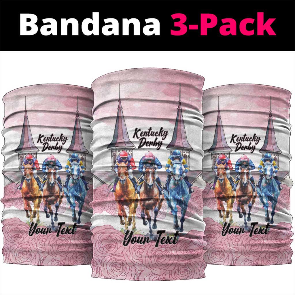 Kentucky Horse Racing Personalized Neck Gaiter Churchill Downs Roses Pastel Pink
