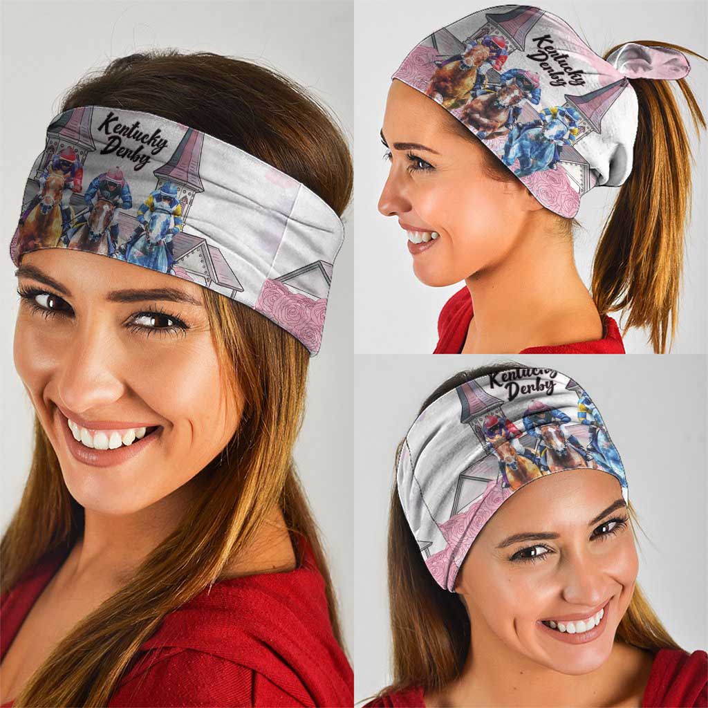 Kentucky Horse Racing Personalized Neck Gaiter Churchill Downs Roses Pastel Pink