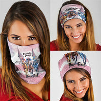 Kentucky Horse Racing Personalized Neck Gaiter Churchill Downs Roses Pastel Pink