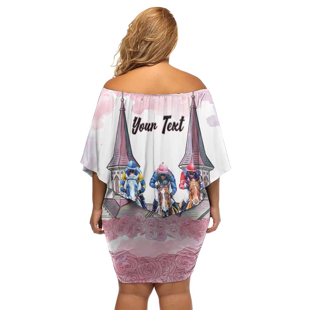 Kentucky Horse Racing Personalized Off Shoulder Short Dress Churchill Downs Roses Pastel Pink