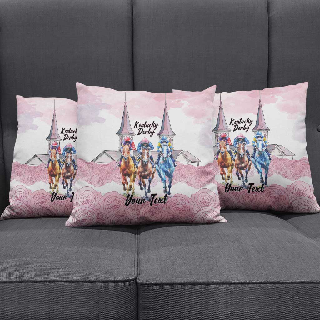 Kentucky Horse Racing Personalized Pillow Cover Churchill Downs Roses Pastel Pink