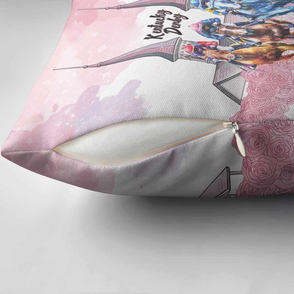 Kentucky Horse Racing Personalized Pillow Cover Churchill Downs Roses Pastel Pink