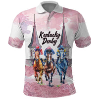 Kentucky Horse Racing Personalized Polo Shirt Churchill Downs Roses Pastel Pink