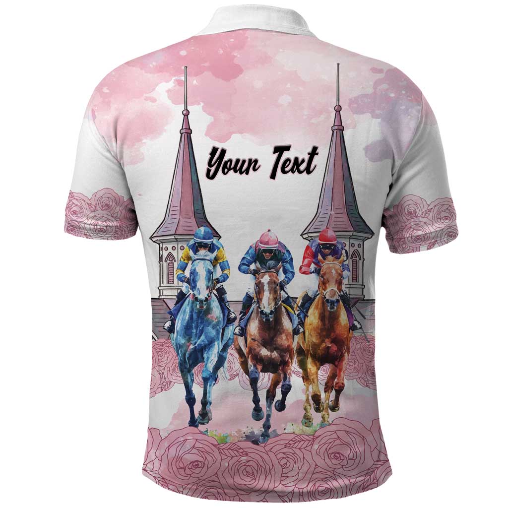Kentucky Horse Racing Personalized Polo Shirt Churchill Downs Roses Pastel Pink