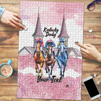 Kentucky Horse Racing Personalized Puzzle Churchill Downs Roses Pastel Pink